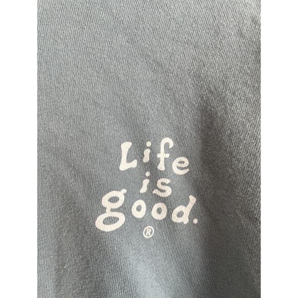 Life Is Good Sweatshirt Unisex Medium Blue Pullover Hoodie Pocket Outdoors - Picture 5 of 9
